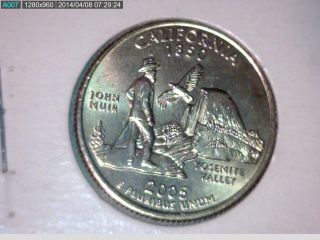 2005 - P California State Quarter Feather On Hat Error photo