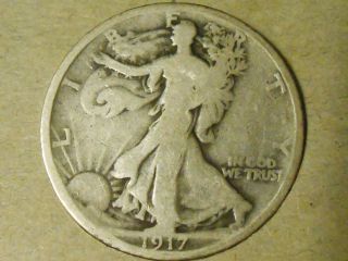 1917 P Walking Liberty Half Dollar G Good Full 4 Figure Date Solid Ref 18 photo