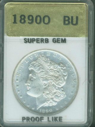 1890 - O Morgan Silver Dollar Uncirculated Bu Gem Deep Mirror Proof Like photo