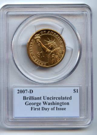 Pcgs Brilliant Uncirculated George Washington First Day Of Issue Dollar photo