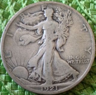 1921s Walking Liberty Silver Half Dollar - Very Fine photo