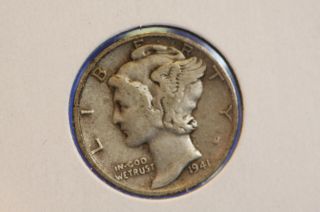 1941 - D 10c Mercury Dime Circulated Collectible Coin 1643 photo