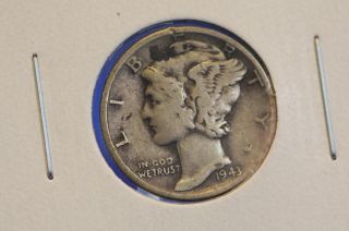 1943 - D 10c Mercury Dime Circulated Coin $coin Store 2343 photo