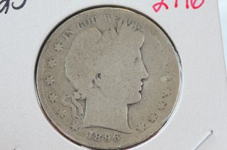 1896 50c Barber Half Dollar Well Circulated Condtion Coin 2796 photo