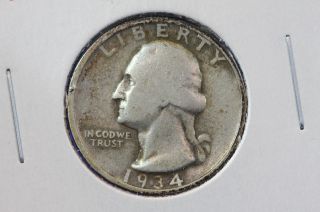 1934 25c Washington Silver Quarter Average Circulated Coin 1313 photo