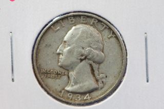 1934 25c Washington Silver Quarter Average Circulated Coin 4832 photo