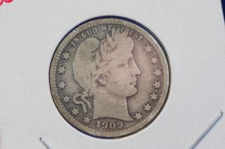 1909 25c Barber Quarter Average Circulated Coin - Shop 5627 photo