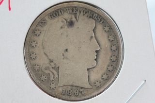1897 50c Barber Half Dollar Well Circulated Early Date Coin 5295 photo