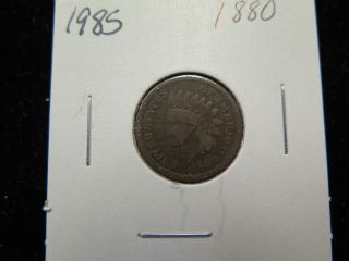 1880 1c,  Indian Head Cent.  Average Circulated Coin.  1985 photo