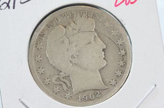 1902 50c Barber Half Dollar Well Circulated Coin 7793 photo