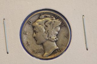 1943 10c Mercury Dime Circulated Coin $coin Store 2341 photo