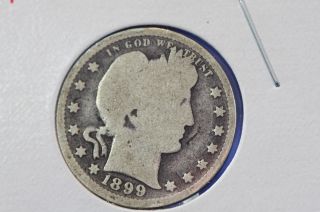1899 25c Barber Quarter Well Worn Circulated Coin $coin Store 5475 photo