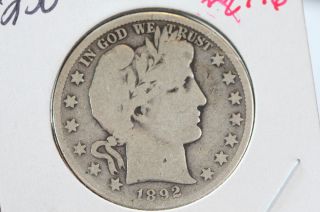 1892 - S 50c Barber Half Dollar Average Circulated Coin Selection 2776 photo