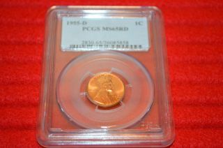 1955 - D Lincoln Cent Wheat Pcgs Ms 65 Red photo