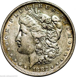 1882 - O/s $1 Silver Morgan Dollar Au+ - Au++ Vam 3 Flush photo