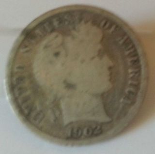1902 Barber Dime Silver Collectible Coin photo
