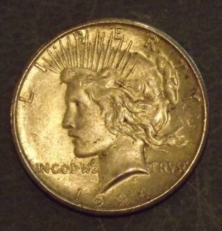 1924 S Peace Silver Dollar - Gorgeous,  Rare Semi - Key, ,  Lightly Toned photo