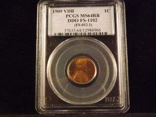 1909 Vdb One Cent Peice Pcgs Ms 64 Rb Double Die Obverse 31 In The World photo