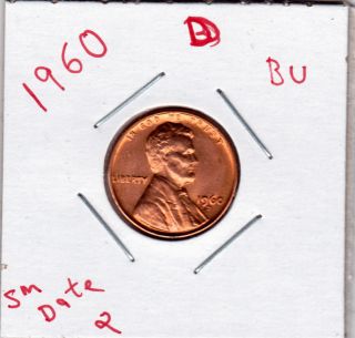 1960 D Small Date Lincoln Cent In Red Uncirculated Stkz photo
