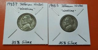1943s & 1943p Silver Jefferson Wartime Nickels 1 Day Only photo