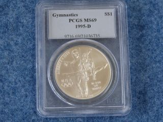 1995 - D Olympic Gymnastics Silver Dollar Pcgs Ms69 Gem Bu B7711 photo