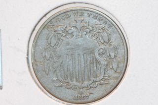 1867 5c No Rays Shield Nickel - Circulated Coin - Cash Back - Coin Shop 1912 photo