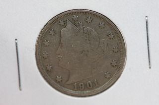 1901 5c Liberty Nickel - Circulated Coin - Partial Liberty - Cash Back - Shop 2209 photo