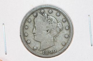 1890 5c Liberty (v) Nickel - Partial Liberty - Circulated Coin - Cash Back - 1926 photo