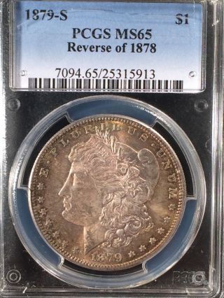 1879 - S Morgan Silver Dollar Rev 1878 Pcgs Ms65  25315913 photo