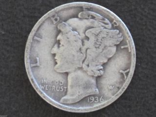 1936 - D Mercury Dime 90% Silver U.  S.  Coin D6407 photo
