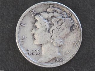 1936 - D Mercury Dime 90% Silver U.  S.  Coin D6367 photo