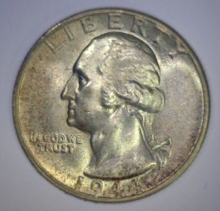 1944 S Washington Silver Quarter Gw 25c Choice Bu Brilliant Uncirculated Unc photo