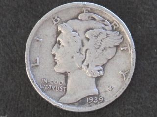 1939 - D Mercury Dime 90% Silver U.  S.  Coin D6373 photo