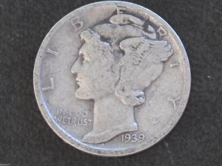 1939 - D Mercury Dime 90% Silver U.  S.  Coin D6370 photo