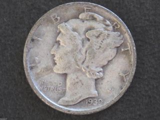 1939 - D Mercury Dime 90% Silver U.  S.  Coin D6380 photo
