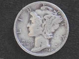 1940 - D Mercury Dime 90% Silver U.  S.  Coin D6412 photo