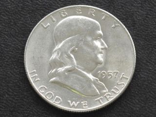 1957 - D Franklin Half Dollar Silver U.  S.  Coin A4944 photo