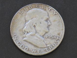 1954 - S Franklin Half Dollar 90% Silver U.  S.  Coin D0237 photo