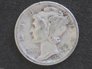 1928 - S Mercury Dime 90% Silver U.  S.  Coin D6409 photo