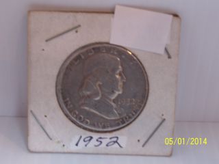 1952 90% Silver Franklin Half Dollar Coin,  Circulated photo