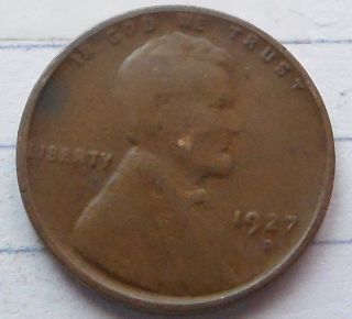 1927 D Circulated Lincoln Wheat Cent. . photo