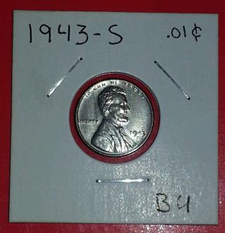 1943 - S 1c Lincoln Cent,  Old Coin Currency,  Uncirculated,  Us photo