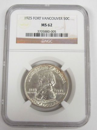 1925 Fort Vancouver 50 Cent Half Dollar Ms62 Ngc photo
