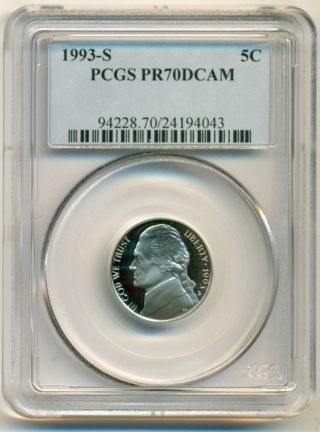 1993 S Jefferson Nickel Proof Pr70 Dcam Pcgs photo