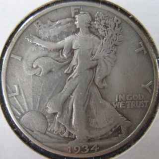 1934 Philadelphia Walking Liberty Silver Half Dollar About Uncirculated photo
