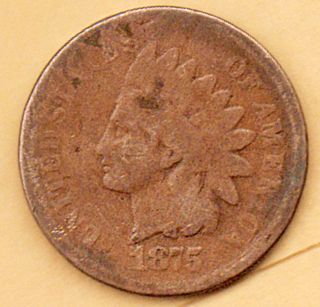 1875 Indianhead Penny Circulated 1 Cent Coin photo