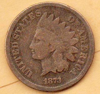1873 Indian Head Penny,  1 Cent Open 3, photo