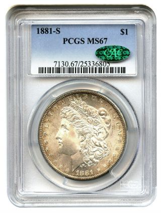 1881 - S $1 Pcgs/cac Ms67 Morgan Silver Dollar photo