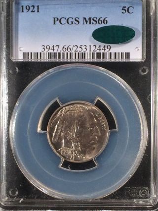 1921 Buffalo Head Nickel Five Cent Pcgs Ms66 Cac  25312449 photo