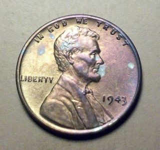 Toned 1943 P Steel Lincoln Wheat Penny Uncirculated Am657 photo